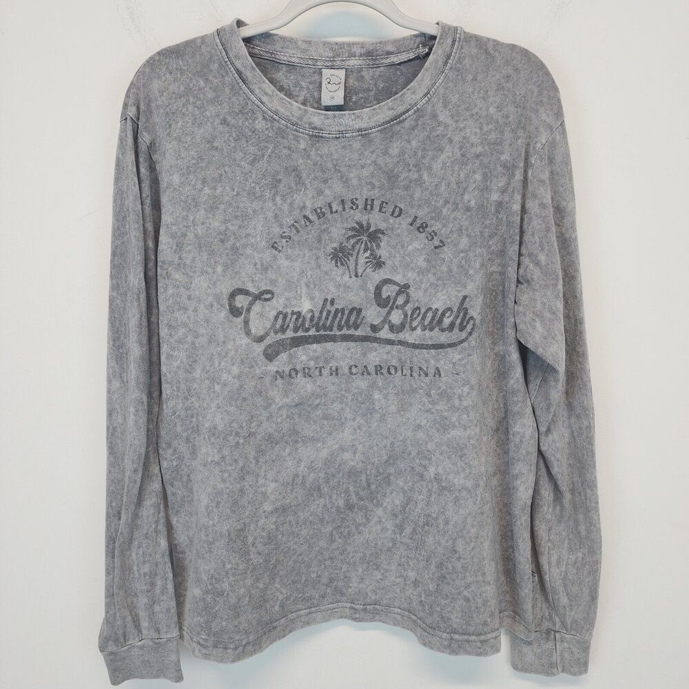 Ragwear USA Womens Carolina Beach Long Sleeve Shirt Size M Gray Bleached Casual